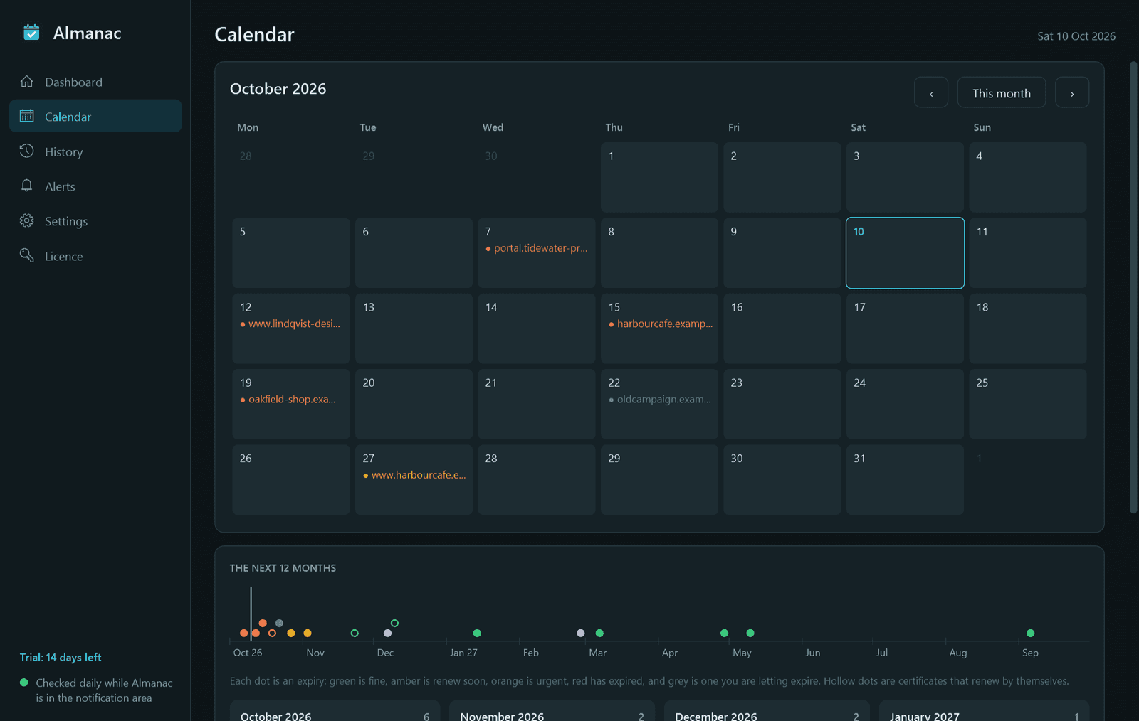 Almanac screen 2