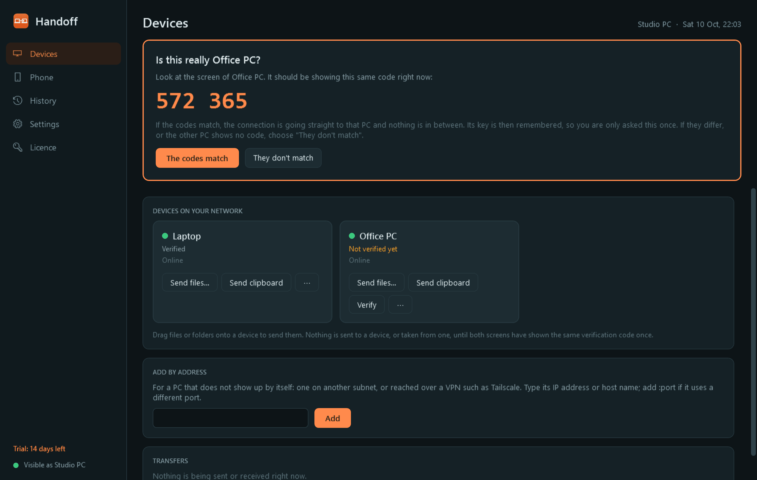 Handoff screen 2