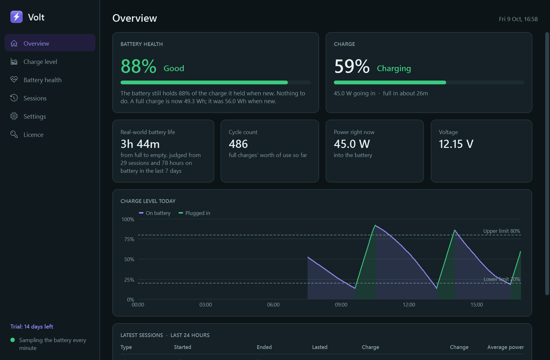Volt main screen