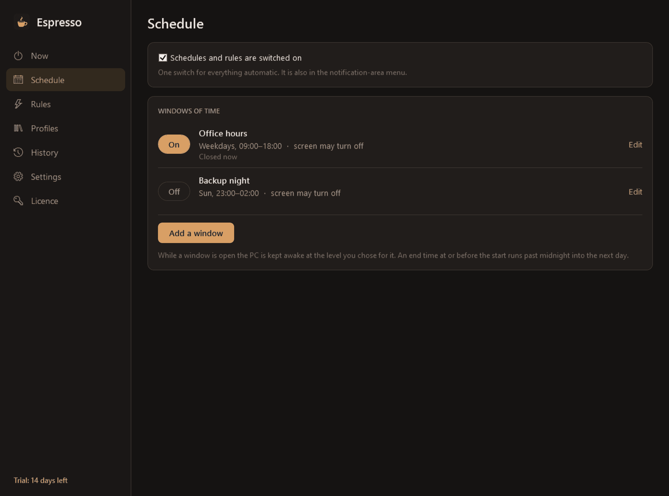 Espresso screen 3