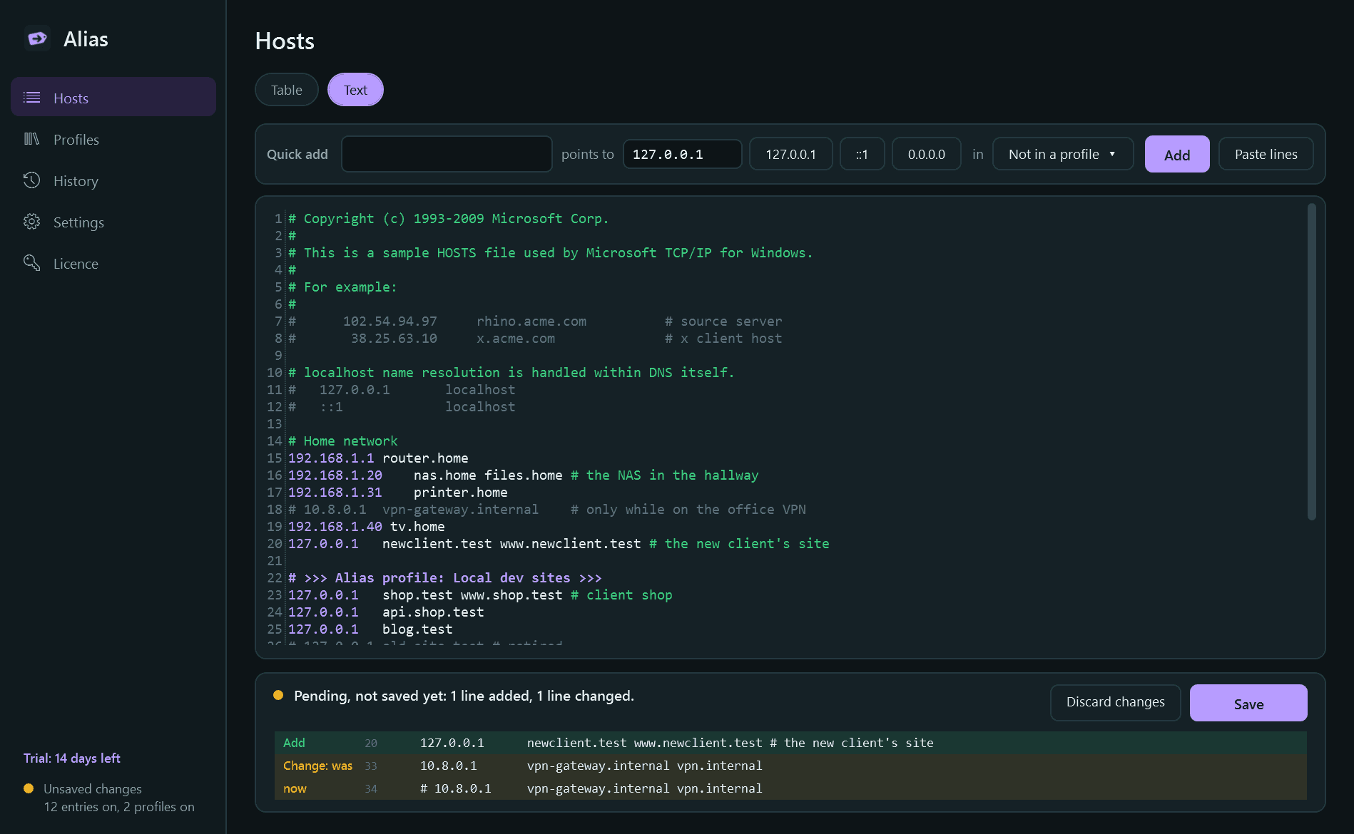 Alias screen 4