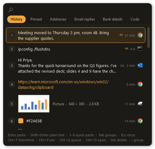 Stash main screen